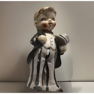 Vintage Victoria Ceramics Boy Figurine Tuxedo Top Hat Made in Japan 4 Inch